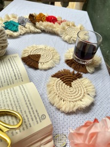 Handmade Dual Color Macrame <b>Coasters</b> Decorative Table Mats Perfect for Gifting Home Decor and Everyday Use <b>Heat</b> Mats - Product Image 2