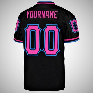 Maillot de football américain personnalisé, noir, en mesh, col en V, manches courtes, nom et numéro de l'équipe, séchage rapide, OEM - Product Image 3