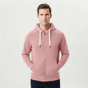 Veste à capuche pour homme sur mesure, sweat-shirt à fermeture éclair intégrale avec poches avant pratiques et capuche à cordon de serrage - Product Image 2