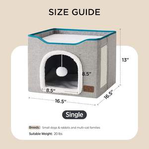 Lits pour chats d'intérieur - Grande tanière pour chat avec boule en peluche suspendue et griffoir, abri pliable pour chat - Product Image 4