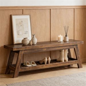Double Seat Entrance <b>Bench</b> with Storage Space for Lobby or <b>Shoe</b> Rack - Product Image 3