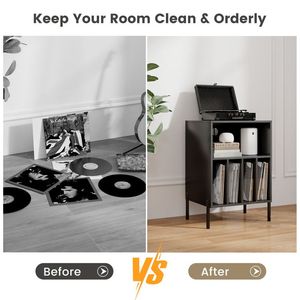 แท่นชาร์จพร้อมชั้นวางแผ่นเสียงและชั้นเก็บแผ่นเสียง ดีไซน์แบบชั้นวางหนังสือที่สะดวกสบาย - Product Image 6