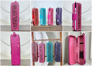 Étui de voyage artisanal en cuir de vachette floral ciselé à la main 2026 pour fer à friser et lisseur, résistant à la chaleur avec fermeture éclair - Product Image 3