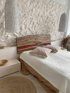 Cabecero con Diseño de Río de Resina Epoxi, Hecho a Mano, Moderno, Rústico, Artístico, Mueble de Dormitorio con Técnica de Curado por Calor - Product Image 3