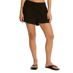 Short de bain tendance pour femme, taille haute, en tissu polyester léger et respirant, avec technologie de séchage rapide avancée Solid Trader - Product Image 3