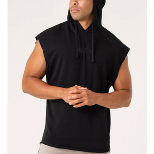Chaleco sin Mangas con Capucha para Hombre, 100% Algodón, Forro Polar, Secado Rápido, Transpirable, Ecológico, Ropa Deportiva de Primavera, Color y Logotipo Personalizables OEM - Product Image 1