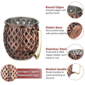 Traditional Copper Moscow Mule <b>Mugs</b> With Smooth Texture Perfect For Beverage Enjoyment In Kitchen Bar And Parties - Product Image 5