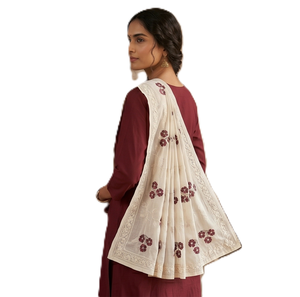 Women's Cotton Voile Shawl <b>White</b> Floral Embroidered Lightweight Breathable Arab Ethnic Scarf Daily Outdoor Wear Hijab <b>Wrap</b> - Product Image 4