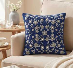 Housse de coussin perlée de style vintage abordable avec broderie artistique pour canapé, lit, chaise et décoration rustique de la maison - Product Image 3