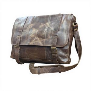 Sac à bandoulière pour homme en cuir véritable marron, durable, léger, pour le travail, le bureau, sac pour ordinateur portable - Product Image 1