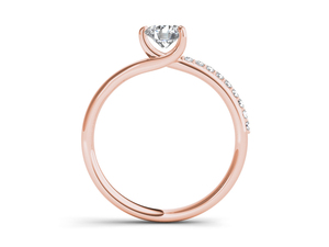 Anillo de Oro Sólido de 14K con Diamante Cultivado en Laboratorio de 1CT, Corte Brillante Redondo, Diseño Asimétrico Bypass, VS VVS EF, para Uso Diario, Bodas, Tendencia - Product Image 5