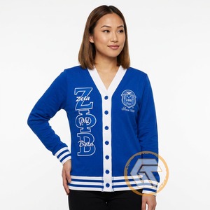 ออกแบบเสื้อคาร์ดิแกนสตรี Zeta Phi Beta ของคุณเอง เสื้อผ้าสตรีนักศึกษา สำหรับฤดูหนาว สวมใส่สบาย ผลิตจากอะคริลิกถัก ติดกระดุม คุณภาพสูง - Product Image 3