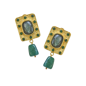Pendientes de Labradorita Natural con Forma de Flor, Chapados en Oro de 24K, Clásicos y Modernos, Joyería de Compromiso para Mujer - Product Image 4