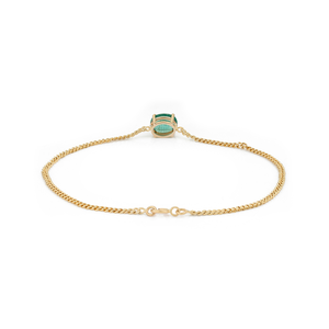 Minimal Simple Everyday Wear Design K14 Yellow Gold Real Emerald Curb Link Chain Solitaire <b>Gemstone</b> <b>Bracelet</b> Gift For Her - Product Image 3