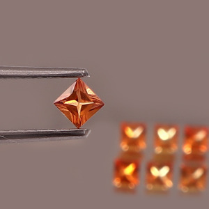 Saphir orange cultivé en laboratoire, taille carrée 20 mm, facetté, calibré, pierre précieuse lâche certifiée pour la fabrication de bijoux, vente en gros - Product Image 2