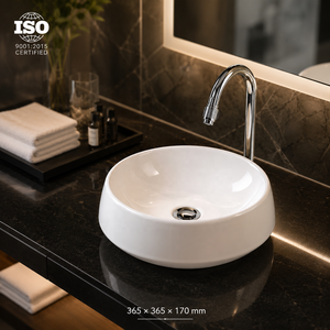 <b>Round</b> Bathroom Sink Wall Mount Minimalist Design Smooth Surface White <b>Basin</b> 5 Year Warranty Made in India - Product Image 2