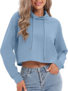 Loose Fit Cropped <b>Hoodie</b> Women Pullover <b>Cute</b> Casual Loungewear Sweatshirt Blank Dance Wear Hip Hop Crop Top Hooded Tracksuit Top - Product Image 3
