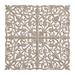 Panneau mural carré en bois artisanal avec motif floral |   Décorations murales pour salon et chambre (24) - Product Image 1