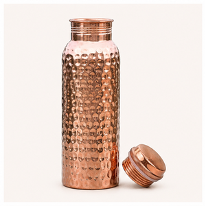 Pure <b>Copper</b> Eco-Friendly Water Bottle Handmade Hammered Design for Ayurvedic Health Benefits Yoga Gym & Travel - Product Image 6