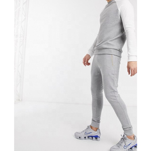 Ensemble de survêtement gris et blanc pour homme, manches raglan, col rond, sweat-shirt et pantalon décontractés longs avec poches latérales, respirant - Product Image 2