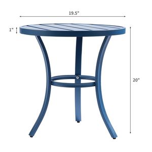 Tavolino Rotondo Blu Navy per Esterni, Piccolo Tavolo in Metallo per Patio, Tavolino da Caffè per Uso Interno ed Esterno - Product Image 6