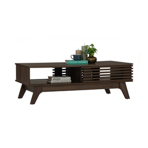 Mesa de Centro FLORO Minimalista con Acabado en Nogal, Rectangular, de Perfil Bajo, para Decoración de Sala de Estar Contemporánea - Product Image 3