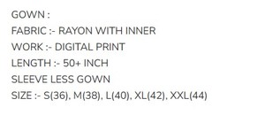 FANCY RAYON DIGITAL PRINT WORK <b>GOWN</b> RED 80563 - Product Image 3