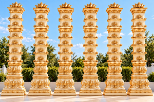 Mandap de mariage indien traditionnel en bois sculpté style temple, avec pilier Diya et motif Lotus Royal - Product Image 4