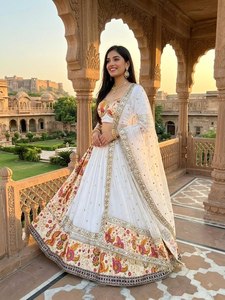 LAUNCHING IN <b>WHITE</b> COLOUR <b>LEHENGA</b> CHOLI WITH DUPTTA EMBOSSED WORK - Product Image 5