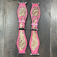 Bracelets de montre intelligents en cuir véritable sculpté à la main de qualité supérieure, élégants, avec boucle à ardillon pleine taille, en cuir véritable, pour remplacement