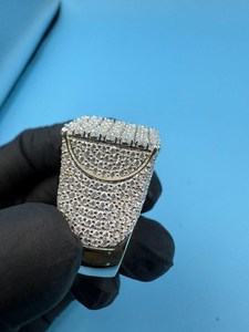 Bague personnalisée en moissanite taille ronde avec pavé carré, en argent 925 original, bijoux pour homme style Iced Out, pour fête, cadeau, amis - Product Image 3