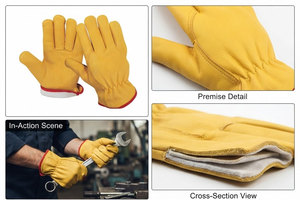 Premium Quality Leather Safety <b>Gloves</b> Anti-Slip Breathable Fur Lining Comfortable Hand Arm Protection Industrial Working Driving - Product Image 4