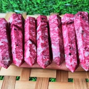 Chakralume Natural Thulite Crystal Pointer Tower Hand Polished <b>Pink</b> Gemstone for Reiki Meditation Chakra Energy <b>Healing</b> Decor - Product Image 2