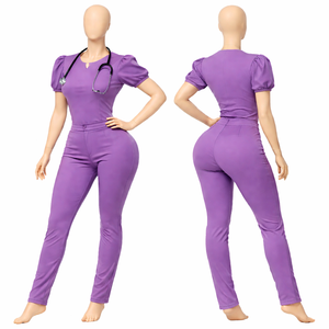 Custom Logo <b>Scrub</b> Jumpsuit Women <b>Sets</b> Nurse Uniform Stretch <b>Scrubs</b> <b>Sets</b> for Women - Product Image 4