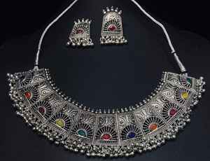 2024 nouveau Navratri spécial oxydé noir allemand plaqué argent collier et ensemble de bijoux pour femmes et fille en gros Garba amant - Product Image 2