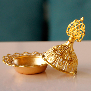Quemador de incienso metálico al por mayor para Oriente Medio, quemador de Bakhoor de hierro dorado de arte árabe para Ramadán - Product Image 2