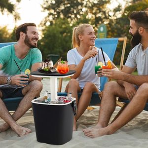 Portable 3-in-1 <b>Cooler</b> Bar <b>Table</b> with Lift Top Lid and Bottle Opener for Camping and Poolside Use - Product Image 2