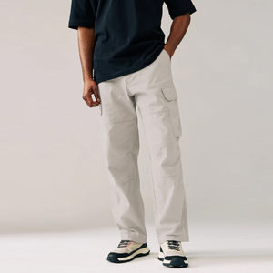 <b>Men's</b> Khaki <b>Cargo</b> Pants Casual Straight Leg <b>Trousers</b> With Multiple Pockets - Product Image 5