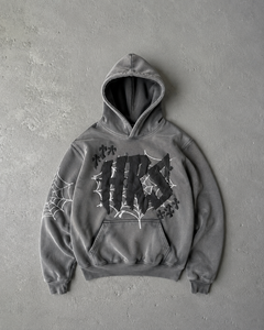 Sudadera con Capucha Gráfica Gótica Verde, de Algodón Lavado Pesado, Forro Polar de Invierno, Ajuste Regular, Estilo Urbano para Hombre - Product Image 3