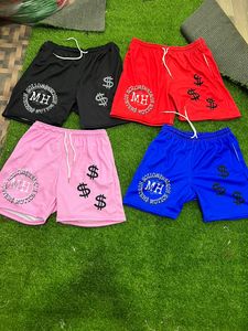 Shorts en maille noire sur mesure pour homme avec cordon de serrage, logo, décontractés, respirants, pour le sport, taille mi-haute - Product Image 5