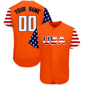 Maillot de baseball personnalisé USA à manches courtes unisexe pour adulte, coupe classique, impression sublimée, tissu polyester respirant et anti-humidité - Product Image 6