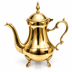 Bouilloire à thé artisanale, cafetière Dallah ornée, pot à café décoratif en laiton, écologique, style américain, capacité 1,8 L, décoration de cuisine, pot à café - Product Image 1