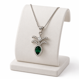ATRI JEWELS Vintage Emerald Cut Bow Pendant <b>Necklace</b> <b>Set</b> 925 <b>Silver</b> Ethnic Christian Women's Jewelry 18K Gold Plated Micro - Product Image 5
