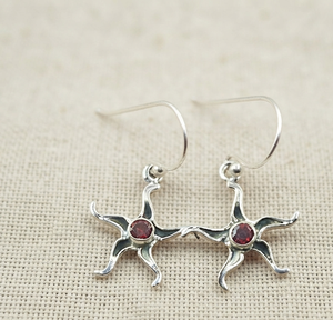 925 Sterling Silver Red <b>Garnet</b> Celestial Starburst Drop <b>Earrings</b> Handmade Women Jewelry Rose Gold Yellow Gold Plated Gift Unisex - Product Image 1