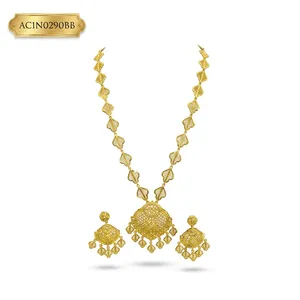 New Designer 24K Gold Plated African Pendant Jewelry Set Online Design Fashion Jewelry Buy Long Jewelry Online in India - Product Image 2