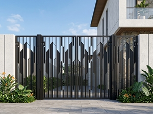 Puertas Batientes Dobles de Hierro Modernas para Villas y Hoteles con Diseño Tradicional, Recubrimiento en Polvo, Duraderas para Uso en Exteriores - Product Image 4