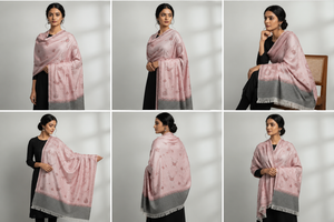<b>Pink</b> Lightweight Reversible Winter Breathable Floral Pattern Shawl <b>Wrap</b> Women's Islamic Scarf Modest Cover up Eid Prayer Wedding - Product Image 2