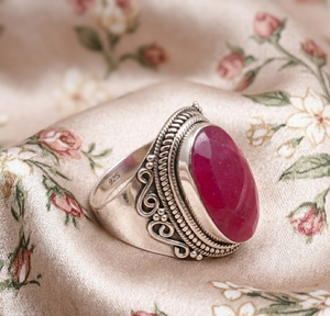 <b>Top</b> Pink Ruby Gemstone Ring 925 Sterling <b>Silver</b> Rose & Yellow Gold Plated Vintage Handmade Statement Ring Women Wedding Jewelry - Product Image 6