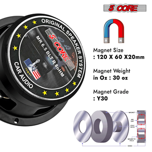 Haut-parleur de porte de milieu de gamme 5Core 6,5 pouces 360W Aluminium Bullet 8 Omega Subwoofer 2PCS - Product Image 5