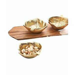Ensemble de bols en or de luxe en forme de citrouille avec plateau en bois, élégant plateau de service 3 pièces en métal pour noix et amuse-gueules, idéal pour la décoration des fêtes d'automne - Product Image 4